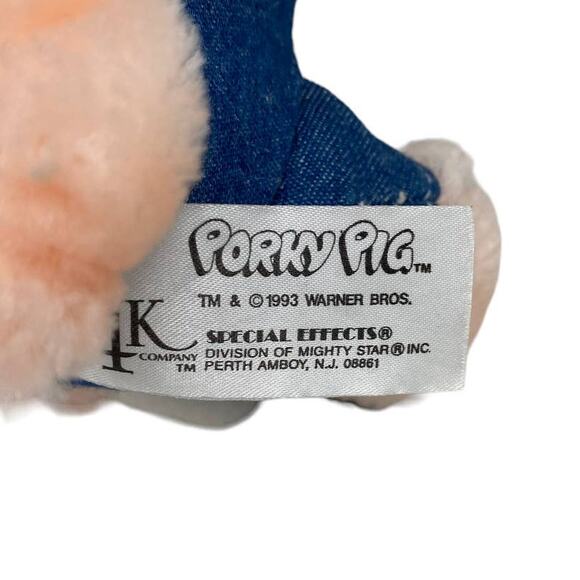 Vintage Porky Pig Warner Bros Looney Tunes Stuffed Animal Plush 1993 - Picture 6 of 7
